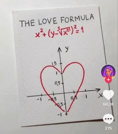 the love formula is written on a piece of paper with an x and y graph