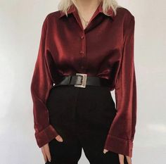 Red Maroon Outfit, Maroon Aesthetic Outfit, Red Formal Outfit, Prom Outfits For Tomboys, Dark Red Outfit Aesthetic, Dark Red Clothes, Detective Aesthetic Outfit, Maroon Shirt Outfit, Bordeaux Outfit