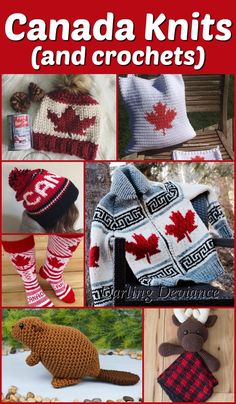 crochet canada knits and crochets book cover with images of canadian items