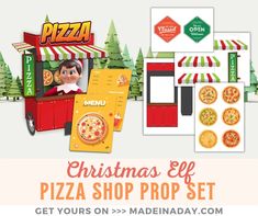 christmas elf pizza shop prop set