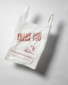 a plastic bag with the words thank you on it