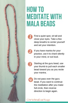 Mala Beads Diy, How To Meditate, Mala Bead Necklace, Meditation Beads, Mala Meditation, Meditation Mantras, Meditation Techniques, Kundalini Yoga, Chakra Meditation