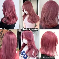 Hair Colour Pink, Cherry Pink Hair, Hairstyles And Colors, Dark Pink Hair, Pink Hair Color, Pink Hair Dye, Korean Hair Color, Cute Hair Colors, Hair Tint