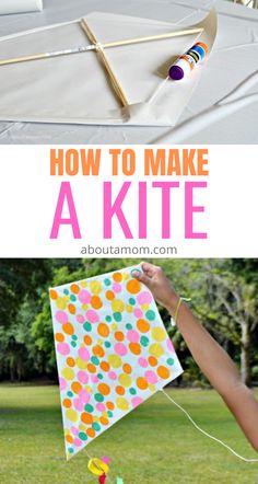 a kite is being flown in the air with text overlay that reads how to make a kite