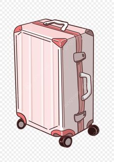 a pink suitcase with wheels on the floor, cartoon, luggage png and psd