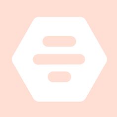 a white hexagonal object on a light pink background with the letter e in it's center