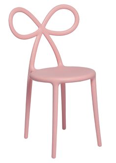 a pink chair with a bow on the back