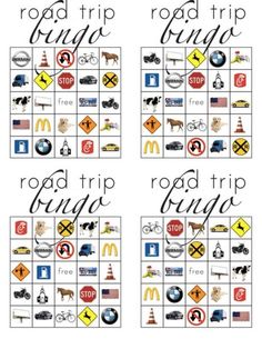 the road trip game is shown in four different colors and font options for each player