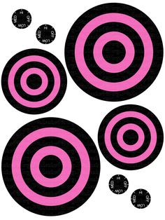 three pink and black circles with numbers in the middle on a white background, one has two