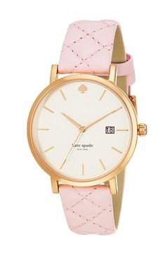 Cute! kate spade light pink quilted watch Kate Spade Watch, Pink Watch, Pink Quilts, Leather Strap Watch, What Time Is It, Everything Pink, Quilted Leather, Women's Watch, Arm Candy