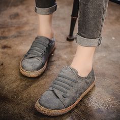 Category:Slip-Ons; Upper Materials:Faux Leather; Season:Spring,Fall; Heel Type:Flat Heel; Gender:Women's; Toe Shape:Round Toe; Style:Casual,Minimalism; Heel Height(inch):1-2; Outsole Materials:Non-Slip Tread,Rubber; Occasion:Outdoor; Closure Type:Lace-up; Pattern:Solid Color; Listing Date:10/27/2022; Production mode:External procurement; 2024 Trends:Comfort Shoes,Plus Size,Barefoot shoes; Foot Length:; Foot Width:; Size chart date source:Provided by Supplier.; US Size:null; UK Size:14.5; EU Size:50 Soft Loafers, Soft Sandals, Women's Slip Ons, Comfortable Loafers, Tassel Shoes, Loafers Online, Winter Ankle Boots, Autumn Casual, Barefoot Shoes