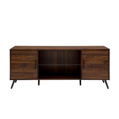 the sideboard is made out of wood and has black legs