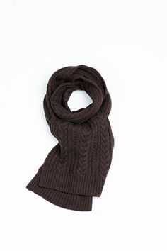 cable knit scarf muffler machine washable merino wool brown women's winter accessory gift Cable Knit Scarf, Woman Personality, Clothing Essentials, Knit Scarf, Fashion Labels, Slow Fashion, Winter Collection, Sweater Shop, Timeless Pieces