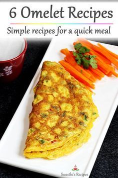 a white plate topped with omelet next to carrots and celery