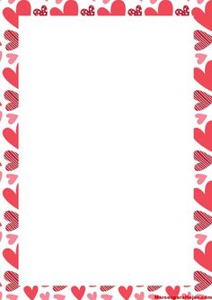 a red and pink frame with hearts on it