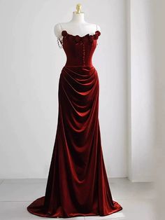 Prom Dress Elegant, Floral Prom Dress, Velvet Evening Dress, Elegant Birthday Party, Dark Red Dresses, Prom Dresses Elegant, Velvet Prom Dress, Strapless Evening Dress, Floral Prom Dresses