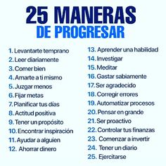 a poster with the words 25 maneras de progresar