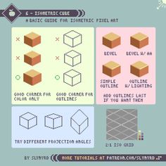 an info sheet with instructions on how to use different shapes and sizes in pixel art