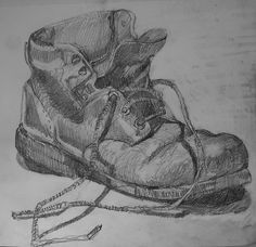 a pencil drawing of a pair of shoes