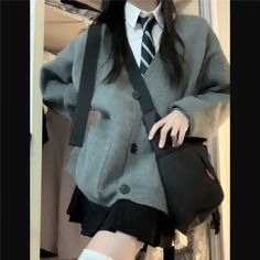 Japanese and Korean College Style V-neck Autumn Winter Grey S-8XL School Uniform JK Long Sleeve Korean College, Play School, College Style, Role Play, College Fashion, Women Long Sleeve, Autumn Winter, Fall Winter, V Neck