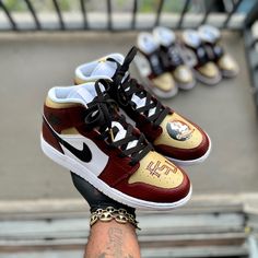 Custom Air Jordan 1 FSU themed - Kiaun's Customs Gucci Men Shoes Sneakers, Shoes For Guys, Custom Air Jordan 1, Nike Shoes Blue, Air Force One Shoes, Homecoming Shoes, All Nike Shoes, Nike Air Jordan 1 Mid, Custom Nike