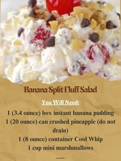 banana split fluff salad recipe with instructions