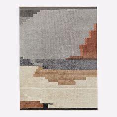 an abstract rug with different colors and shapes