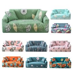 six different styles of couches with flowers on them