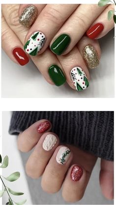 40+ Christmas Nail Art Designs for Short and Medium Nails - HubPages Festive Christmas Nails Acrylic, Lowkey Christmas Nails, Christmas Nail Inspo 2022, Nail Art Crismas, Fun Christmas Nail Designs, Short Round Christmas Nails, Boho Christmas Nails, Minimalistic Christmas Nails, Crismas Nails