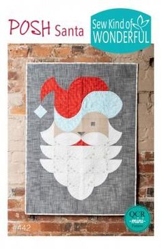 a quilted santa clause on a brick wall with the words posh santa wonderful