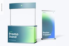 an image of a roll up banner stand with the text poster stand on it's side