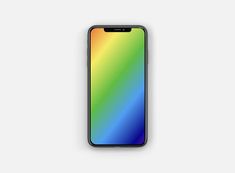 an iphone with a rainbow colored back and side view on a white background, mockup