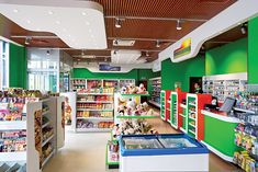 the inside of a grocery store filled with lots of items