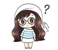 a cartoon girl with glasses and a hat