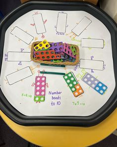 a number bonds game on a table with markers and pencils in the shape of numbers