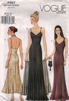 two women in evening gowns, one wearing a halter top and the other with an open back