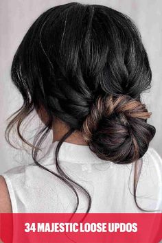 Undone and organic loose updo Halo Braid Hairstyles, Updo Curls, Curled Updo, Chunky Braids