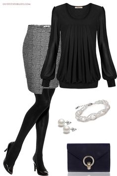 work fall 3 — Outfits For Life Black And White Outfit, Trendy Skirts, White Outfit, Classic Style Women, Winter Outfits For Work