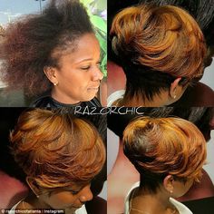 Atlanta hairstylist shares videos of clients suffering from hair loss due to weaves Medium Length Pixie Haircut, Razor Chic, Women Short Hairstyles, Black Women Short Hairstyles, Black Hair Short Cuts, Short Sassy Hair, Sassy Hair, Silk Press, Hairstyle Gallery