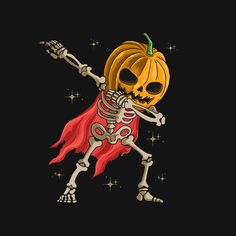 a skeleton with a pumpkin on it's head and arms in the shape of a devil