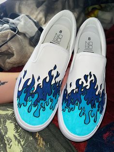 Size 8-currently done and available Hand painted by me Can do either off brand slip ons or vans **off brands are great for those with wider feet takes me 2-3 days to complete design(can take longer to ship out if shoe size is not in stock) **if you'd like a size in vans not available in options, let me know **Can do any color as well(put what color you'd like in personalization box) Painted Sneakers Ideas Design, Painted Shoes Diy Easy, Hand Painted Shoes Ideas, Shoe Painting