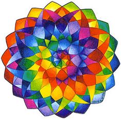 a drawing of a rainbow colored flower