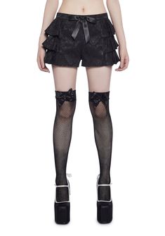 Widow Lace Trim Pleated Skirt - Black – Dolls Kill Black Gothic Shorts For Alternative Fashion, Gothic Mini Skort For Alternative Fashion, Gothic Black Shorts, Gothic Mini Skort For Party, Gothic Mini Skirt For Party, Gothic Black Party Shorts, Gothic Black High Waist Skort, Gothic High Waist Black Skort, Gothic Mini Length Skort For Party