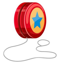 a red tin can with a blue star on it and a cord connected to it