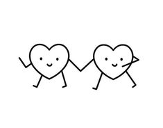 two hearts are holding hands with one another and the other is pointing their fingers at each other