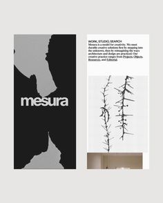 an advertisement for mesura is shown in black and white, with the word mesura on it