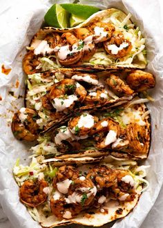 grilled shrimp tacos with cilantro, lime and mayonnaise