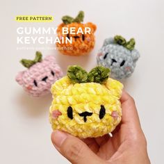 Free Pattern The Gummy Bear Keychain | Meemanan Gummy Bear Keychain, Crochet Market, Bear Keychain, Thanks A Bunch, Gummy Bear, Gummy Bears, Crochet Tutorial, Amigurumi Pattern