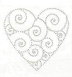 a heart made out of small dots on a white paper with the words love written in it