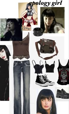 a collage of goth girl outfits and accessories with the caption'apoloy girl '